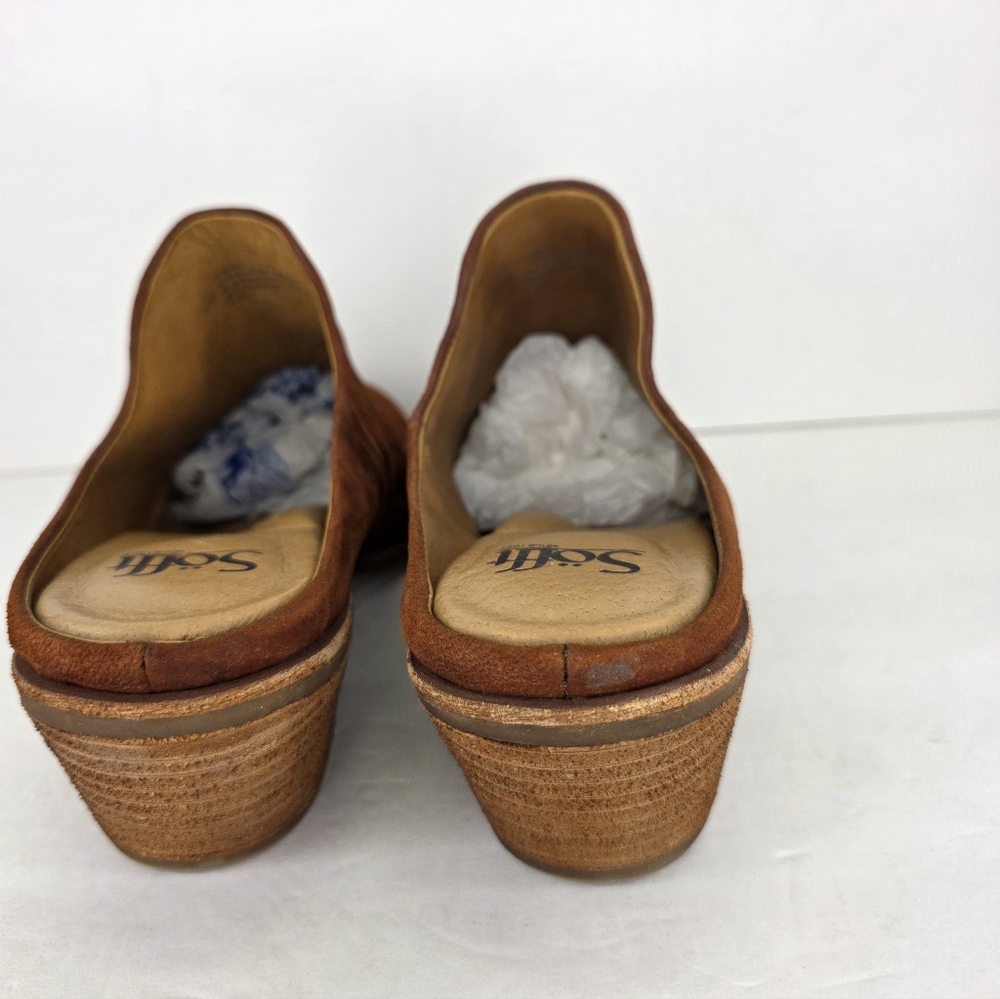 Sofft Ameera Cognac Suede Textured Western Shoes Leather Mule Clogs Size 8.5M - Picture 10 of 16